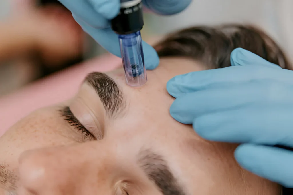 man getting microneedling in Chillicothe, Ohio